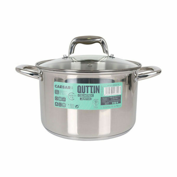 Pentola con Coperchio di Vetro Quttin Caesar Acciaio ø 22 x 14,5 cm (4 Unità) - Augustea Shop