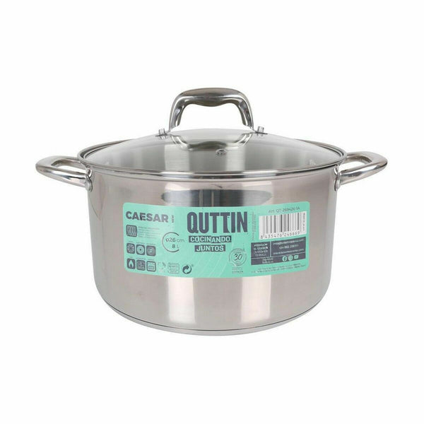 Pentola con Coperchio di Vetro Quttin Caesar Acciaio ø 26 x 15,5 cm (2 Unità) - Augustea Shop