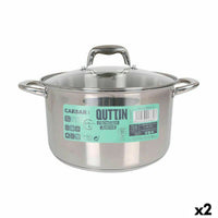 Pentola con Coperchio di Vetro Quttin Caesar Acciaio ø 26 x 15,5 cm (2 Unità) - Augustea Shop