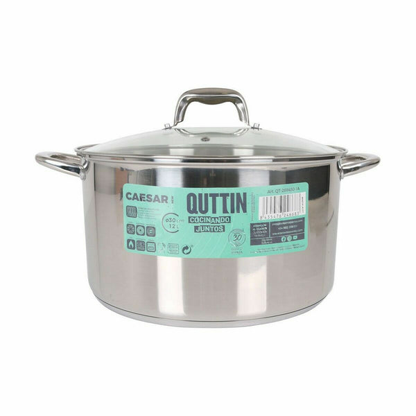 Pentola con Coperchio di Vetro Quttin Caesar Acciaio ø 30 x 17,5 cm (2 Unità) - Augustea Shop