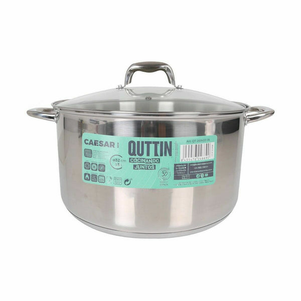 Pentola con Coperchio di Vetro Quttin Caesar Acciaio ø 32 x 18,5 cm (2 Unità) - Augustea Shop