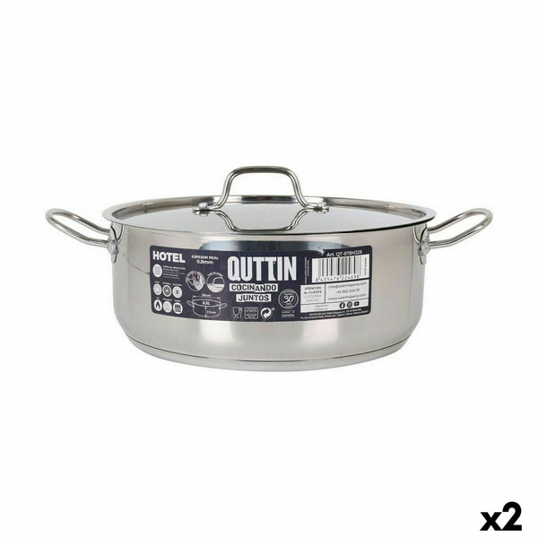 Casseruola con coperchio Quttin Hotel Acciaio Ø 28 x 11 cm (2 Unità) - Augustea Shop