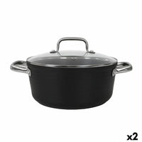 Casseruola con coperchio in vetro Quttin Spiral Ø 24 cm Alluminio Forgiato (2 Unità) - Augustea Shop