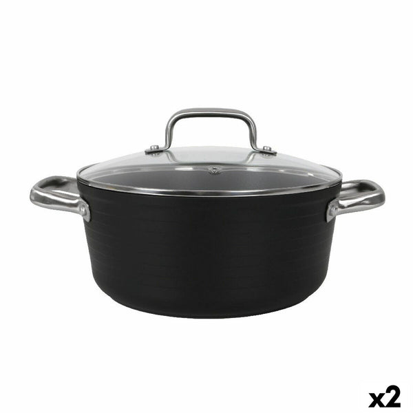 Casseruola con coperchio in vetro Quttin Spiral Ø 24 cm Alluminio Forgiato (2 Unità) - Augustea Shop