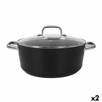 Casseruola con coperchio in vetro Quttin Spiral Ø 28 cm Alluminio Forgiato (2 Unità) - Augustea Shop