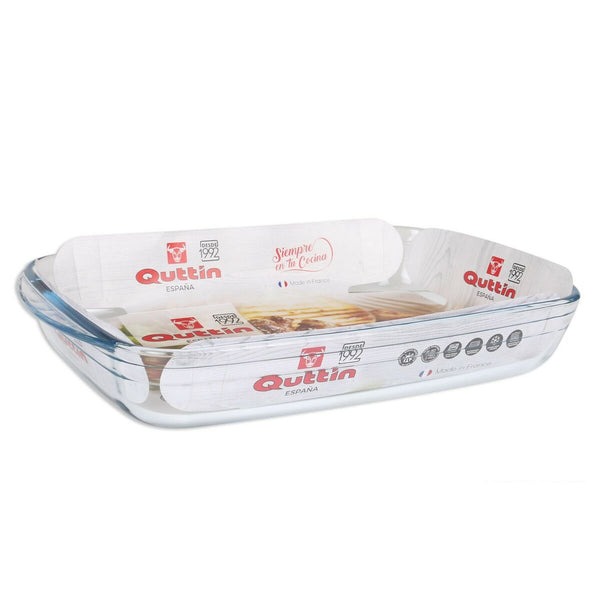 Pirofila da Forno Quttin   Trasparente Vetro Rettangolare 3 L 35,4 x 22 x 5,5 cm (6 Unità) - Augustea Shop