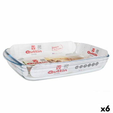 Pirofila da Forno Quttin   Trasparente Vetro Rettangolare 3 L 35,4 x 22 x 5,5 cm (6 Unità)
