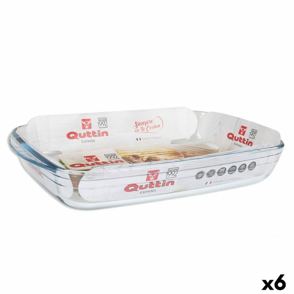 Pirofila da Forno Quttin   Trasparente Vetro Rettangolare 3 L 35,4 x 22 x 5,5 cm (6 Unità) - Augustea Shop