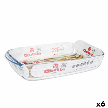 Pirofila da Forno Quttin   Trasparente Vetro Rettangolare 4,2 L 38,8 x 23,9 x 6,6 cm (6 Unità)