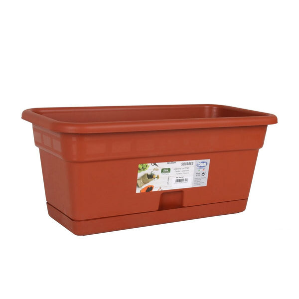 Vaso da Balcone con Piatto Dem Squares Rettangolare Marrone 40 x 20 cm (12 Unità) - Augustea Shop