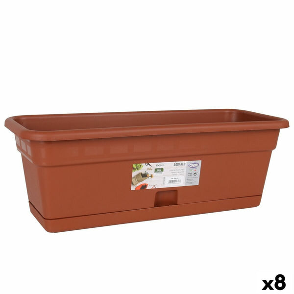 Vaso da Balcone con Piatto Dem Squares Rettangolare Marrone 50 x 20 cm (8 Unità) - Augustea Shop