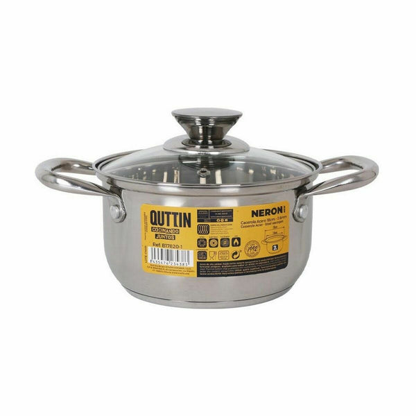 Casseruola con coperchio in vetro Quttin New Neron Acciaio 26 x 18 x 10 cm (6 Unità) - Augustea Shop