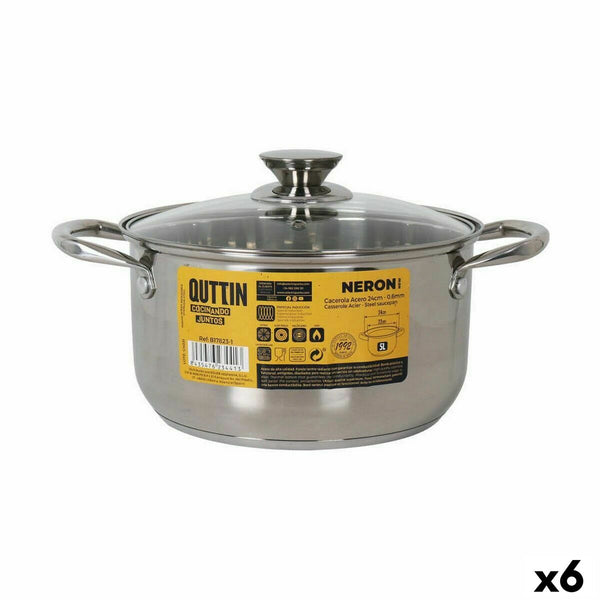 Casseruola con coperchio in vetro Quttin New Neron Acciaio 32 x 23,5 x 12,8 cm (6 Unità) - Augustea Shop