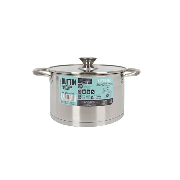 Pentola con Coperchio di Vetro Quttin Hermes Acciaio 4 L (4 Unità) - Augustea Shop