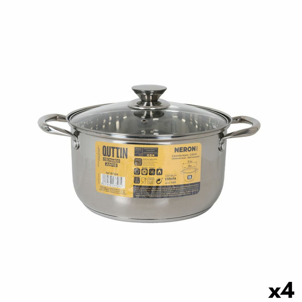 Pentola con Coperchio di Vetro Quttin New neron Acciaio 10 L (4 Unità) - Augustea Shop