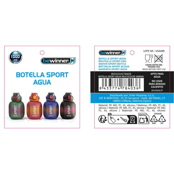Bottiglia d'acqua Bewinner 1 L 10 x 17 cm (12 Unità)