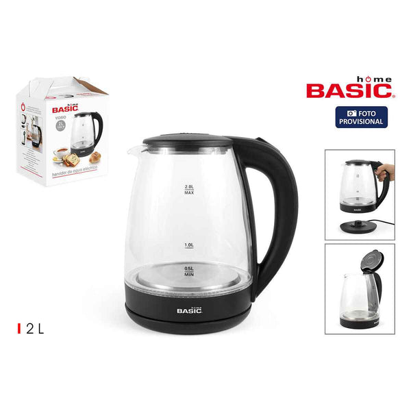 Bollitore Basic Home Nero Trasparente Vetro 1500 W 2 L (6 Unità)