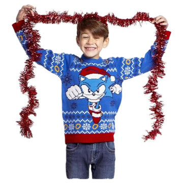 Maglione Sonic Azzurro Natale 8 Anni