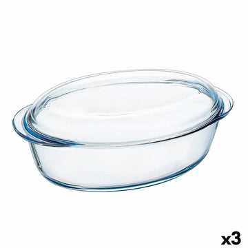 Pirofila da Forno Pyrex Classic Vidrio Trasparente Vetro 33 x 20 x 10 cm Con coperchio (3 Unità)