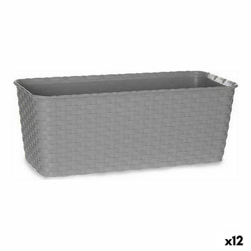 Vaso rettangolare da Balcone Stefanplast Grigio Plastica 13 x 11 x 29 cm (12 Unità)