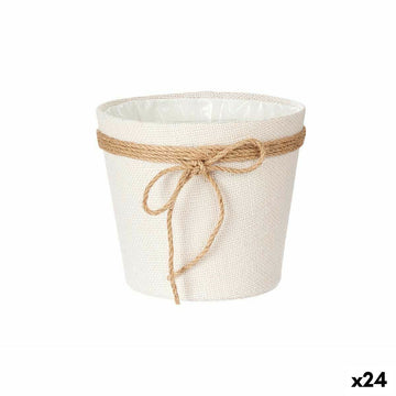 Vaso Ibergarden Bianco Marrone Stoffa Corda Plastica 18 x 16 cm 19,5 x 17,5 x 19,5 cm (24 Unità)