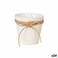 Vaso Ibergarden WY18-71 Bianco Marrone Stoffa Corda Plastica Fiocco 14 x 12,5 x 14 cm 14 x 14 x 14 cm (24 Unità)