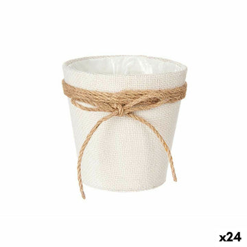 Vaso Ibergarden WY18-71 Bianco Marrone Stoffa Corda Plastica Fiocco 14 x 12,5 x 14 cm 14 x 14 x 14 cm (24 Unità)
