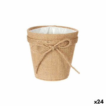 Vaso Ibergarden Marrone Stoffa Corda Plastica Fiocco 14 x 12,5 x 14 cm 12,5 x 12 x 12,5 cm 14 x 13 x 15 cm (24 Unità)