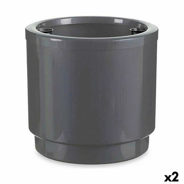 Vaso Autoirrigante Ibergarden Argentato polipropilene 38 x 37,5 x 38 cm 38 x 37 x 38 cm (2 Unità)