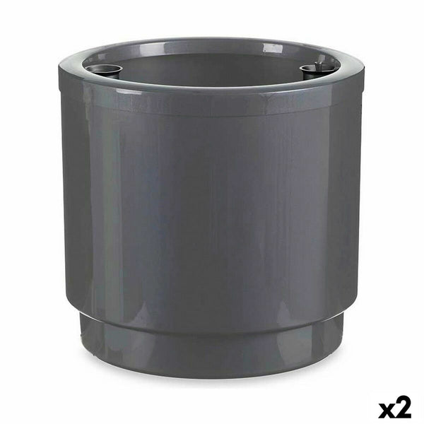 Vaso Autoirrigante Ibergarden 4138-PLA Argentato polipropilene 38 x 37,5 x 38 cm 38 x 37 x 38 cm (2 Unità) - Augustea Shop