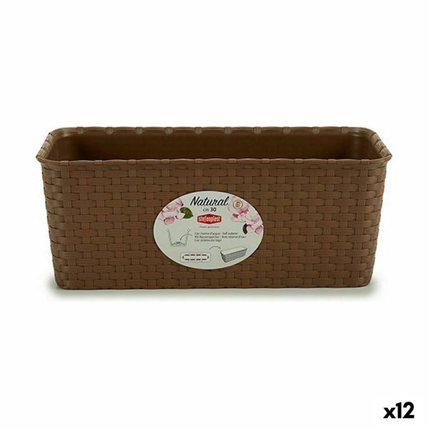 Vaso rettangolare da Balcone Stefanplast Marrone PVC 13 x 11 x 28,5 cm (12 Unità) - Augustea Shop