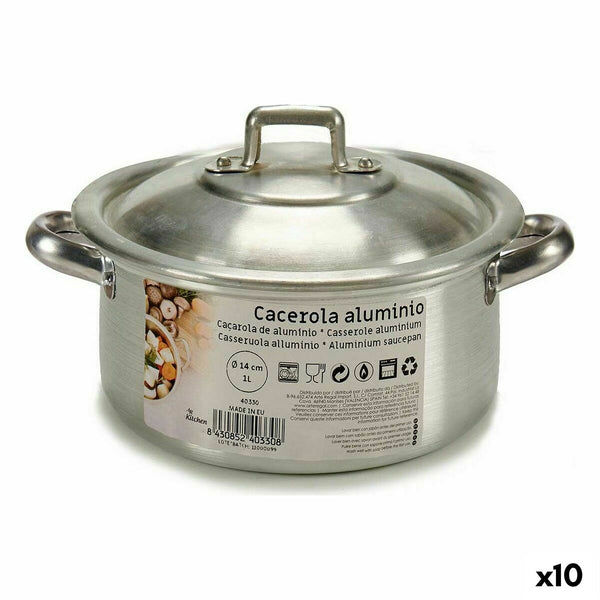 Casseruola con coperchio Kinvara 100002 Argentato Ø 14 cm 1 L (10 Unità) - Augustea Shop