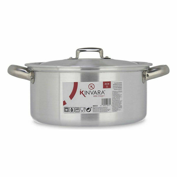 Casseruola con coperchio Kinvara 100005 Argentato 3 L (10 Unità) - Augustea Shop