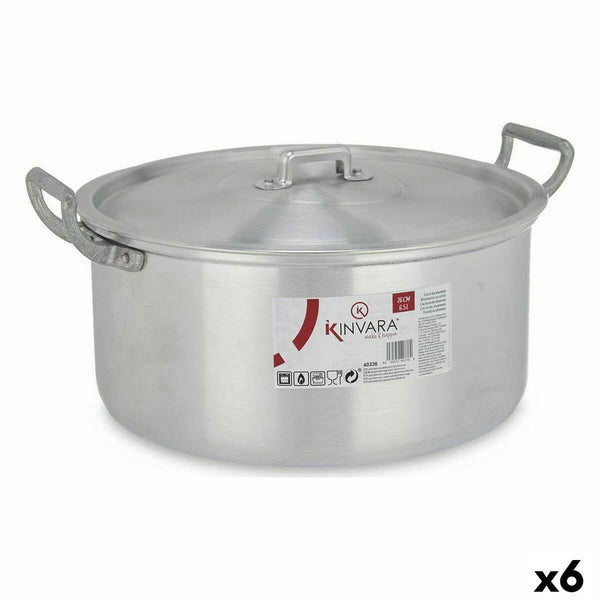 Casseruola con coperchio Kinvara 100008 Argentato 6,5 L 35 x 16 x 28 cm (6 Unità) - Augustea Shop