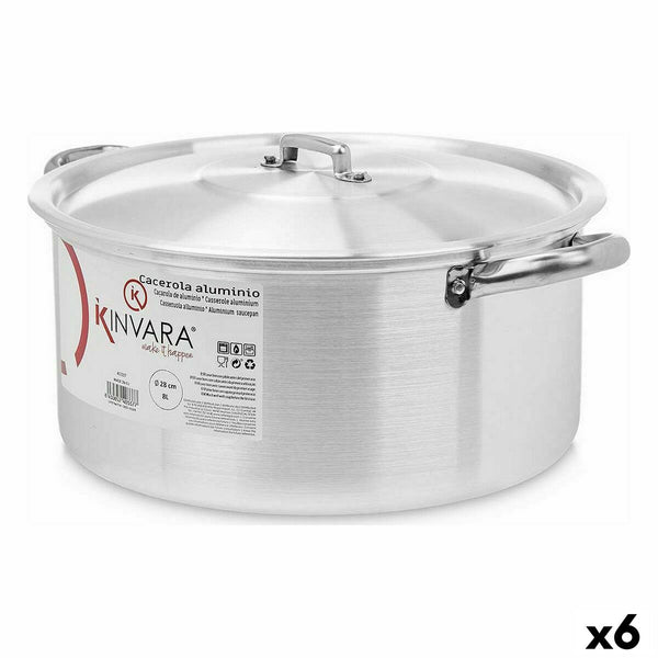Casseruola con coperchio Kinvara 100009 Argentato 8 L (6 Unità) - Augustea Shop