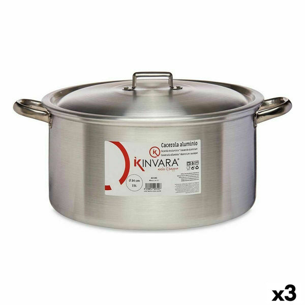 Casseruola con coperchio Kinvara 100012 Argentato 15 L (3 Unità) - Augustea Shop