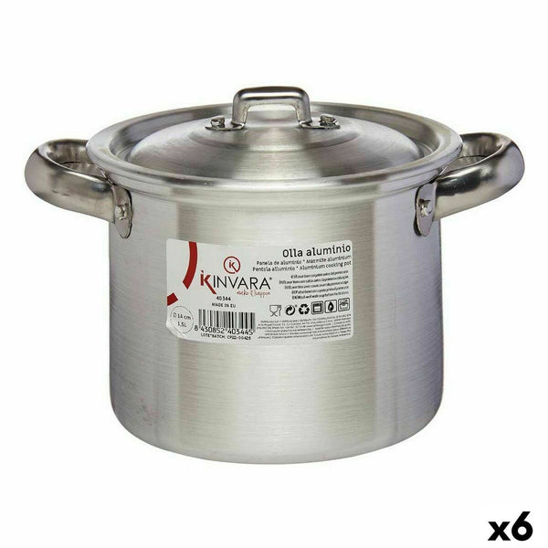 Pentola con Coperchio Kinvara 100030 Argentato Alluminio Ø 14 cm (6 Unità) - Augustea Shop