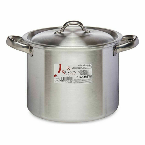 Pentola con Coperchio Kinvara 100033 Argentato Alluminio Ø 20 cm (6 Unità) - Augustea Shop