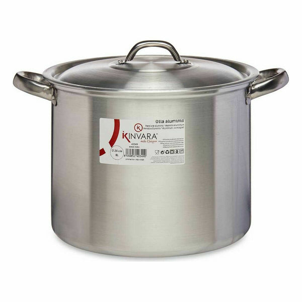 Pentola con Coperchio Kinvara 100035 Argentato Alluminio Ø 24 cm (6 Unità) - Augustea Shop