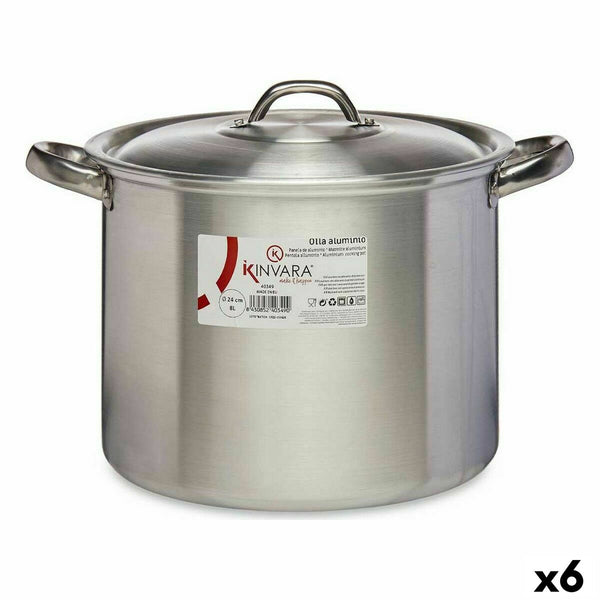 Pentola con Coperchio Kinvara 100035 Argentato Alluminio Ø 24 cm (6 Unità) - Augustea Shop
