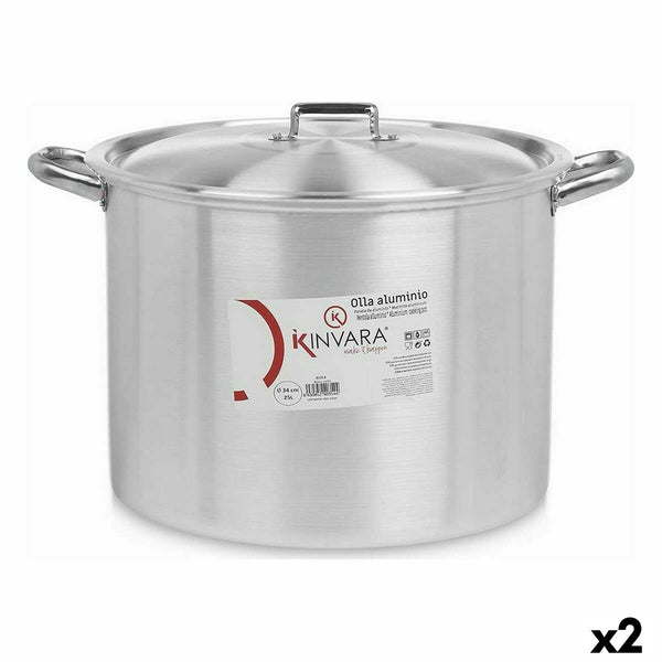 Pentola con Coperchio Ø 34 cm Argentato Alluminio (2 Unità) - Augustea Shop