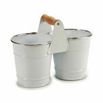 Vaso Ibergarden D60088-D Bianco Argentato Legno Zinco Doppia 20 x 15 x 10,2 cm (24 Unità) - Augustea Shop