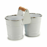 Vaso Ibergarden D60088-D Bianco Argentato Legno Zinco Doppia 20 x 15 x 10,2 cm (24 Unità) - Augustea Shop