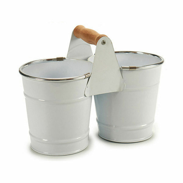 Vaso Ibergarden D60088-D Bianco Argentato Legno Zinco Doppia 20 x 15 x 10,2 cm (24 Unità) - Augustea Shop