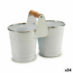 Vaso Ibergarden D60088-D Bianco Argentato Legno Zinco Doppia 20 x 15 x 10,2 cm (24 Unità) - Augustea Shop
