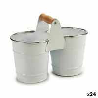 Vaso Ibergarden D60088-D Bianco Argentato Legno Zinco Doppia 20 x 15 x 10,2 cm (24 Unità) - Augustea Shop