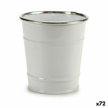Planter Bucket White Silver Zinc 10,5 x 10,5 x 10,5 cm (72 Units)