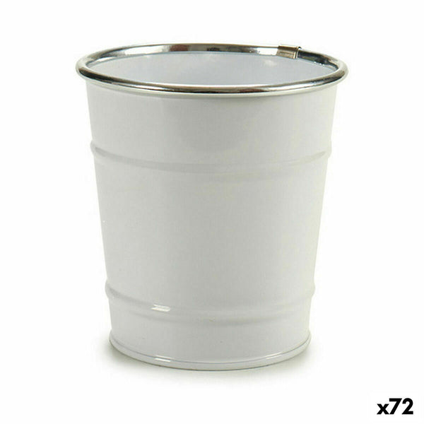 Vaso Secchio Bianco Argentato Zinco 10,5 x 10,5 x 10,5 cm (72 Unità) - Augustea Shop