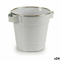 Vaso Ibergarden A60354-D Bianco Argentato Zinco Secchio 19,5 x 14,5 x 16,5 cm (24 Unità) - Augustea Shop