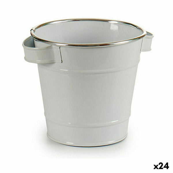 Vaso Ibergarden A60354-D Bianco Argentato Zinco Secchio 19,5 x 14,5 x 16,5 cm (24 Unità) - Augustea Shop